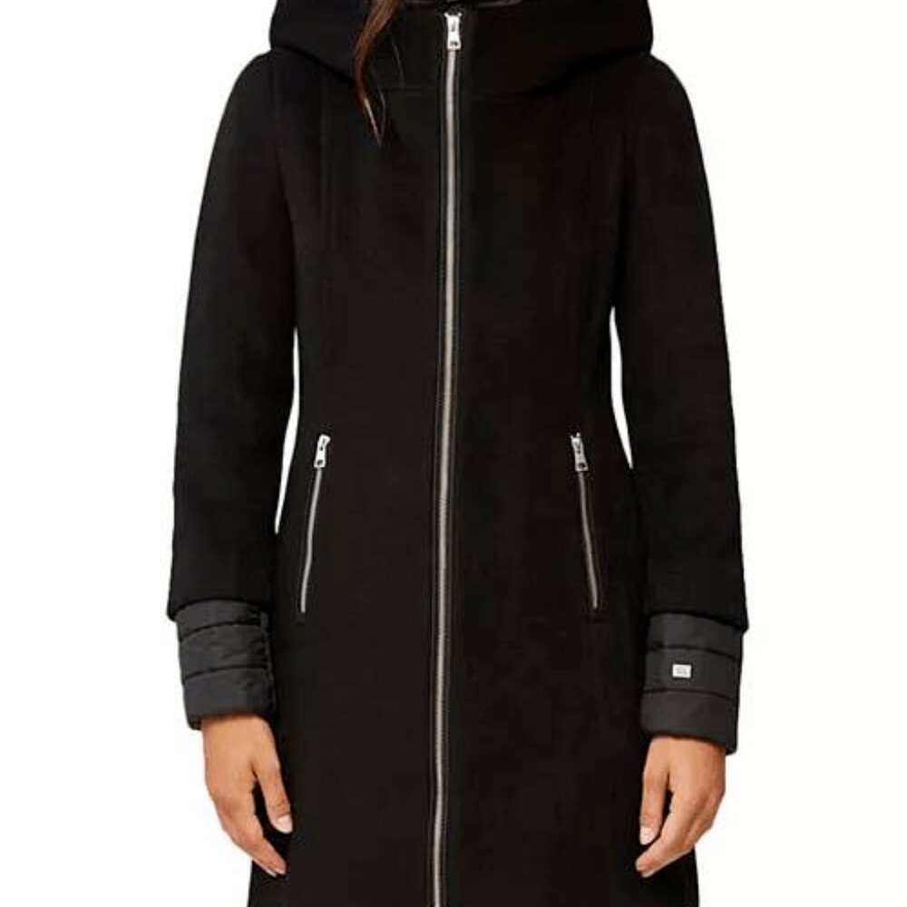 Soia & Kyo Rooney Mixed Media Wool Blend Coat with Quilted Bib Insert